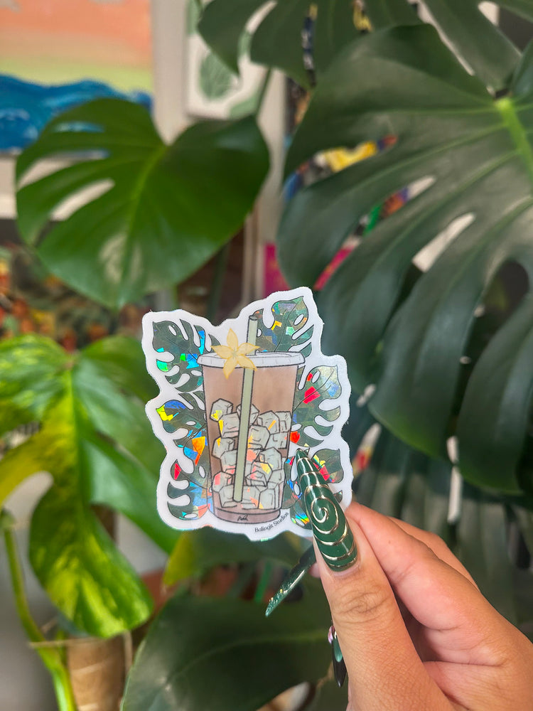 Monstera Latte || Holographic Sticker