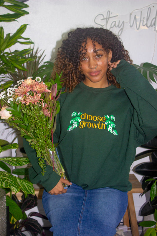 Choose Growth 🌱 Unisex Embroidered Crewneck Sweatshirt