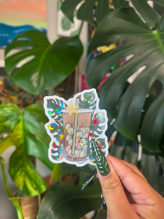 Monstera Latte || Holographic Sticker
